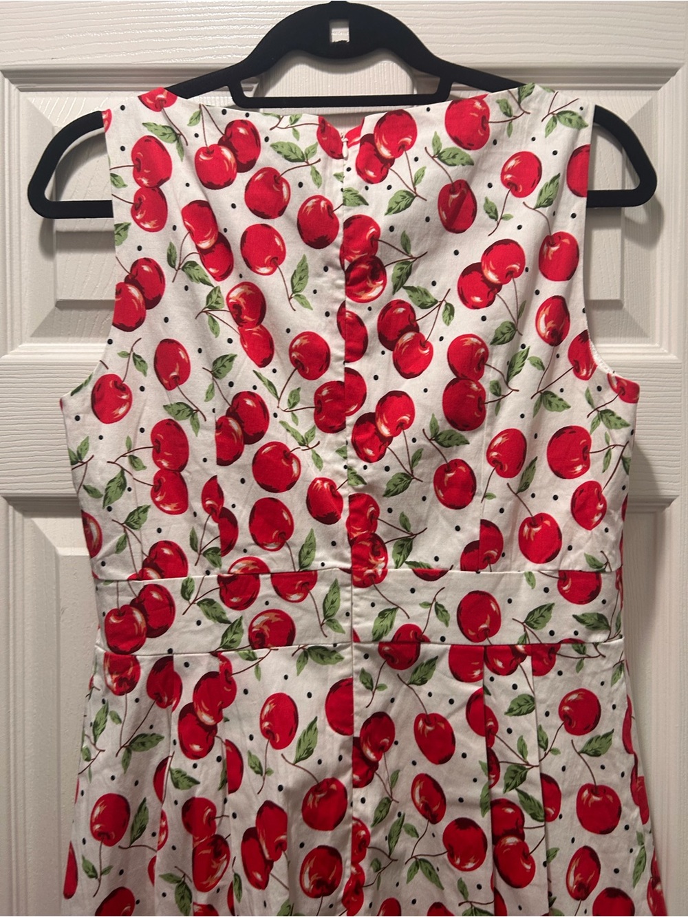 🍒☀️🍒Melissa White Midi Red Cherry Print Dress 🍒☀️🍒 - Picture 9 of 12